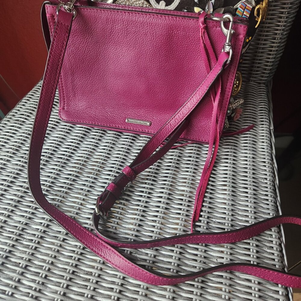 REBECCA MINKOFF ~ "Regan " Soft Pebbled Leather ~ BERRY Crossbody Bag ~ EUC